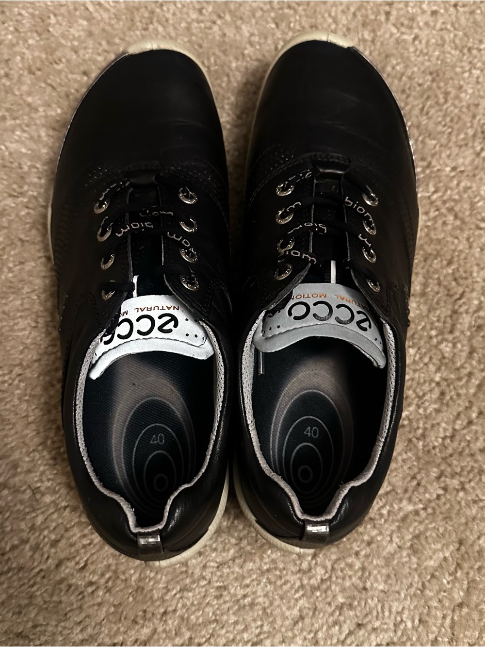 Ecco Biom Hybrid Shoes Womens 9-9.5 40 Black Yak Leather Golf Spikeless Comfort - Picture 5 of 8